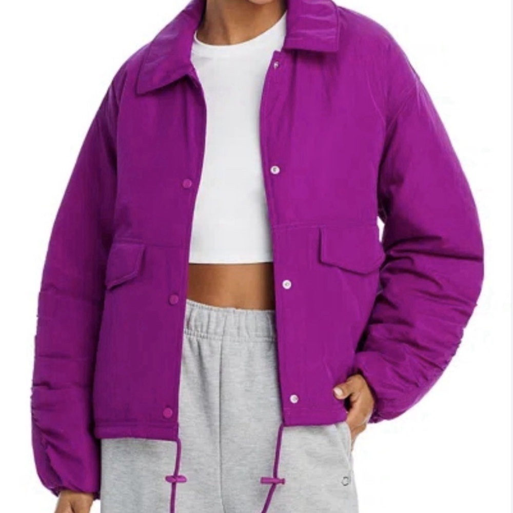 NWT Free People Movement Off The Bleachers Coaches Jacket Puffer Vibrant Purple